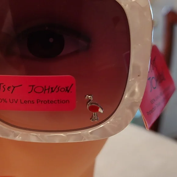 Betsey Johnson White & Purple Flamingo Square Sunglasses - Picture 2 of 4